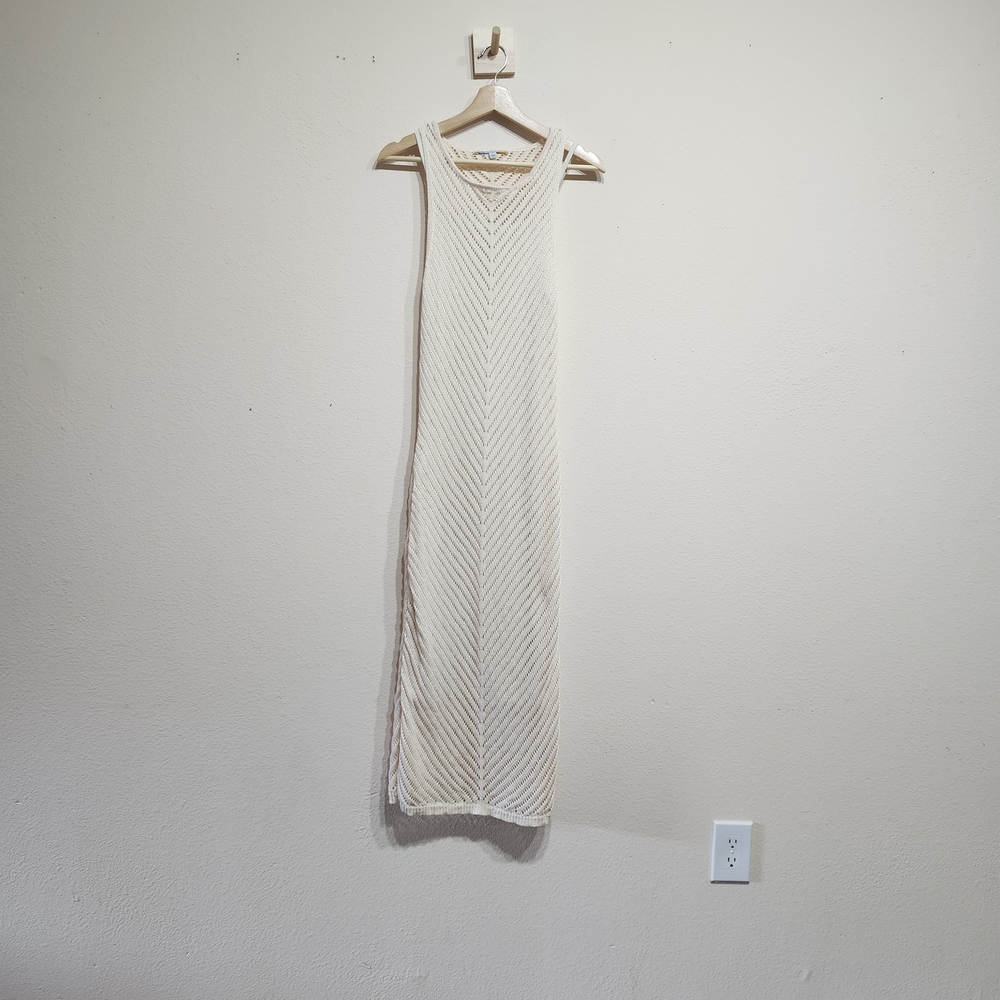 C&C California Cream Open-Knit Maxi Dress | Size M